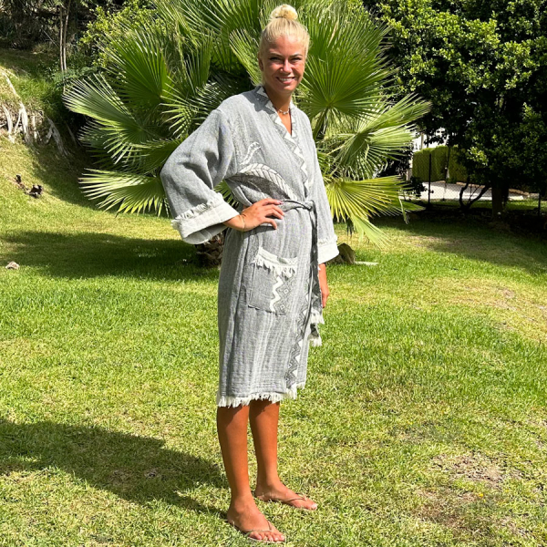Hamam badjas dames Elephant Grey