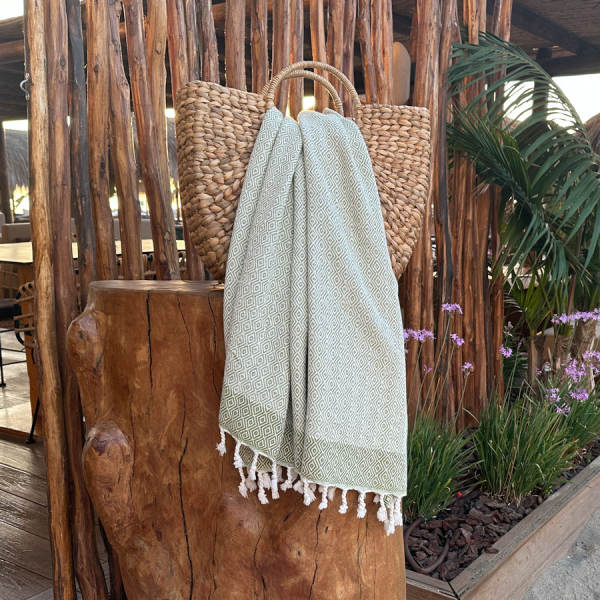 Hamamdoek Double Diamond Woodbine - Beige