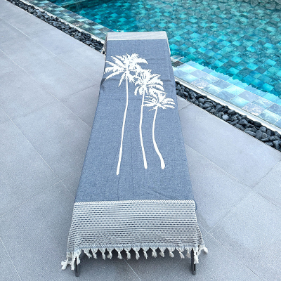 Hamamtuch Three Palms Navy Blue