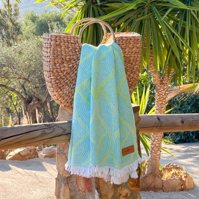 Hamamtuch Botanic Art Turquoise - Lemon