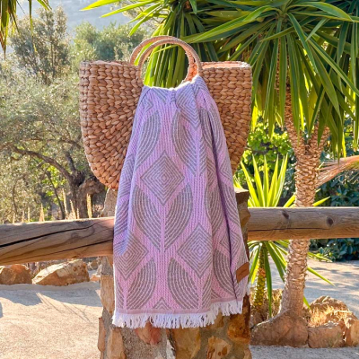 Hamamtuch Botanic Art Pink - Olive