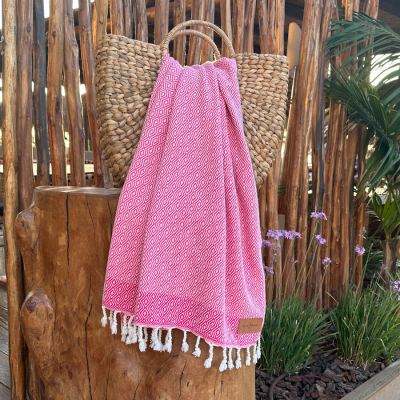Hamamdoek Double Diamond Raspberry - Sorbet
