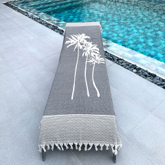 Hamamdoek, Hamamtuch, Hammam towel, Fouta, Serviette de Hammam Three palms Black Beauty